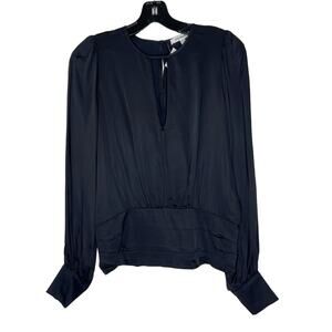 Good American Women's Black Long Sleeve Blouse Size 1 Top NEW